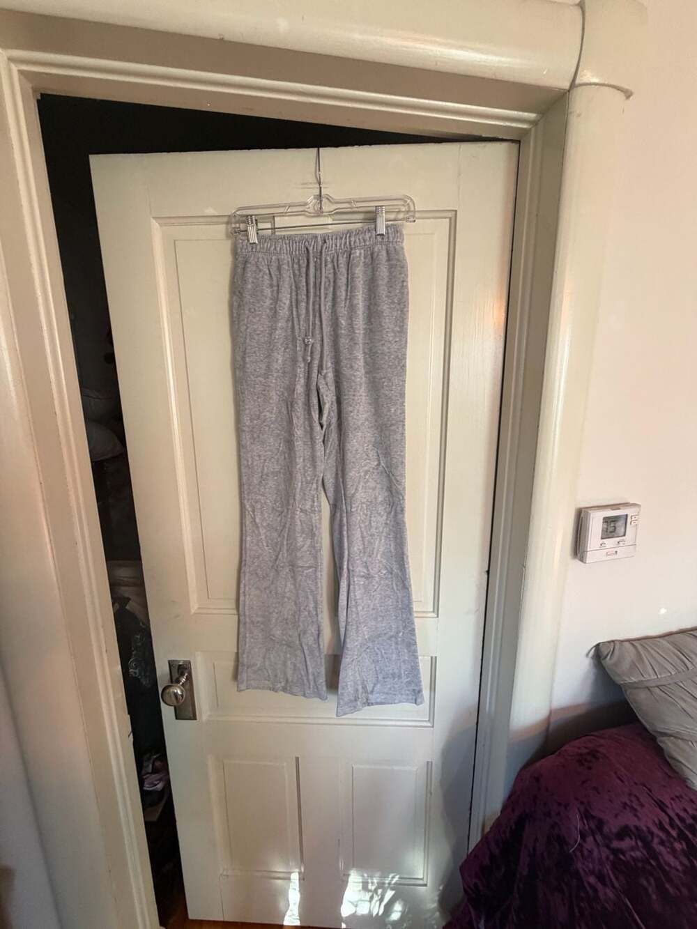 Local Heroes Grey Velour Wide Leg Lounge Sweatpants Size M